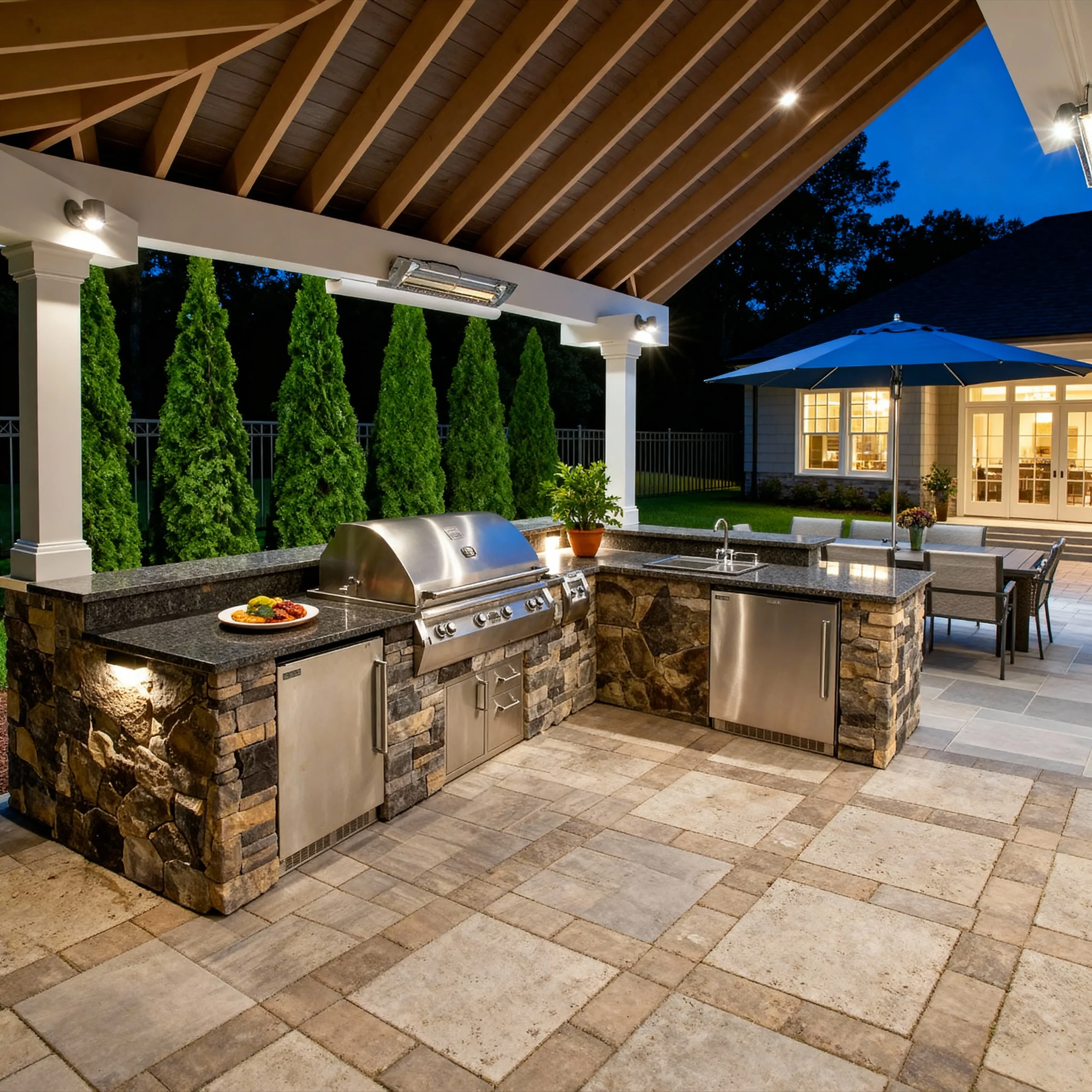 Masonry outdoor kitchen with stonework in Charleston SC