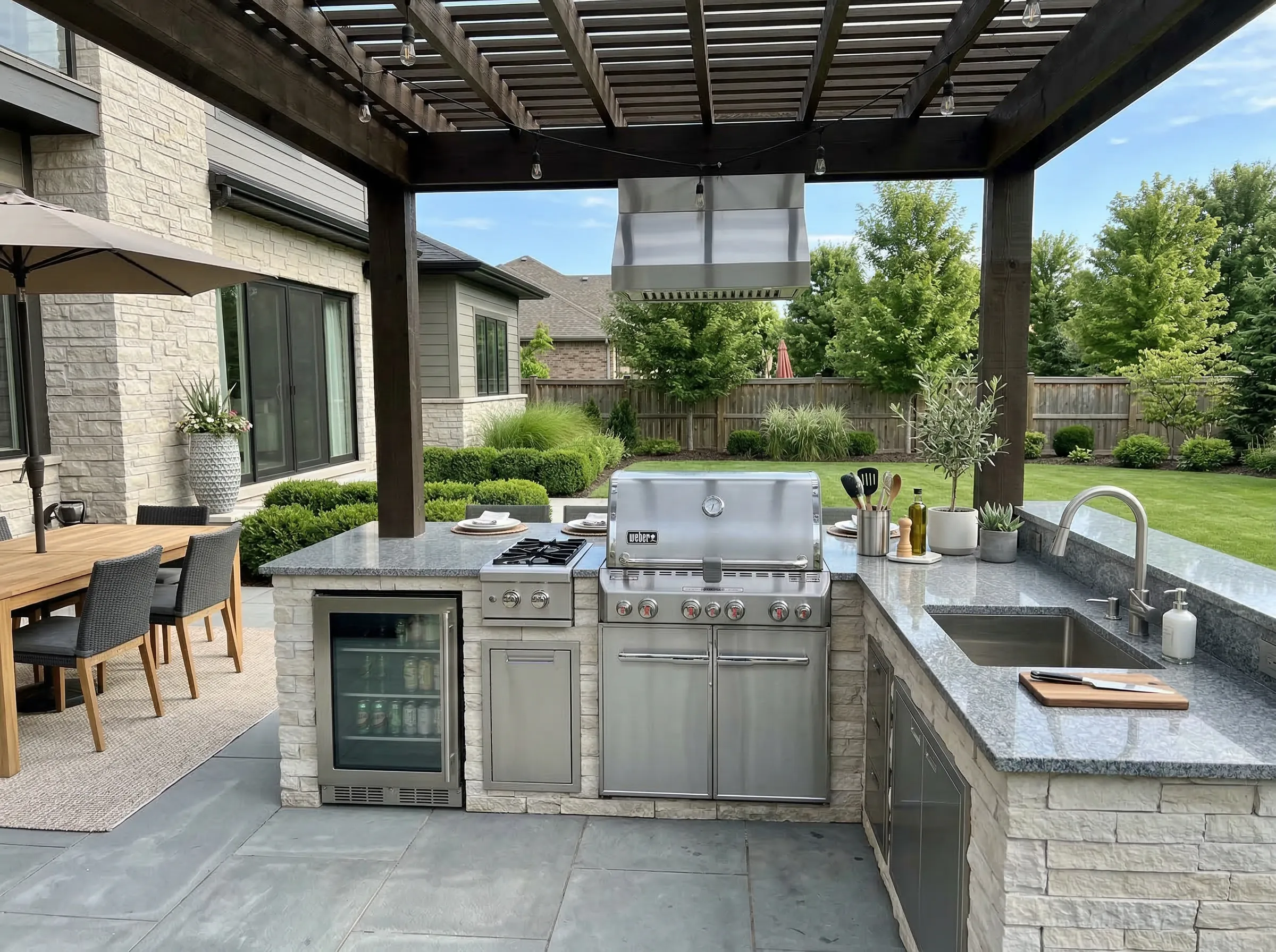 Lowcountry outdoor cooking space and grilling station in Charleston SC