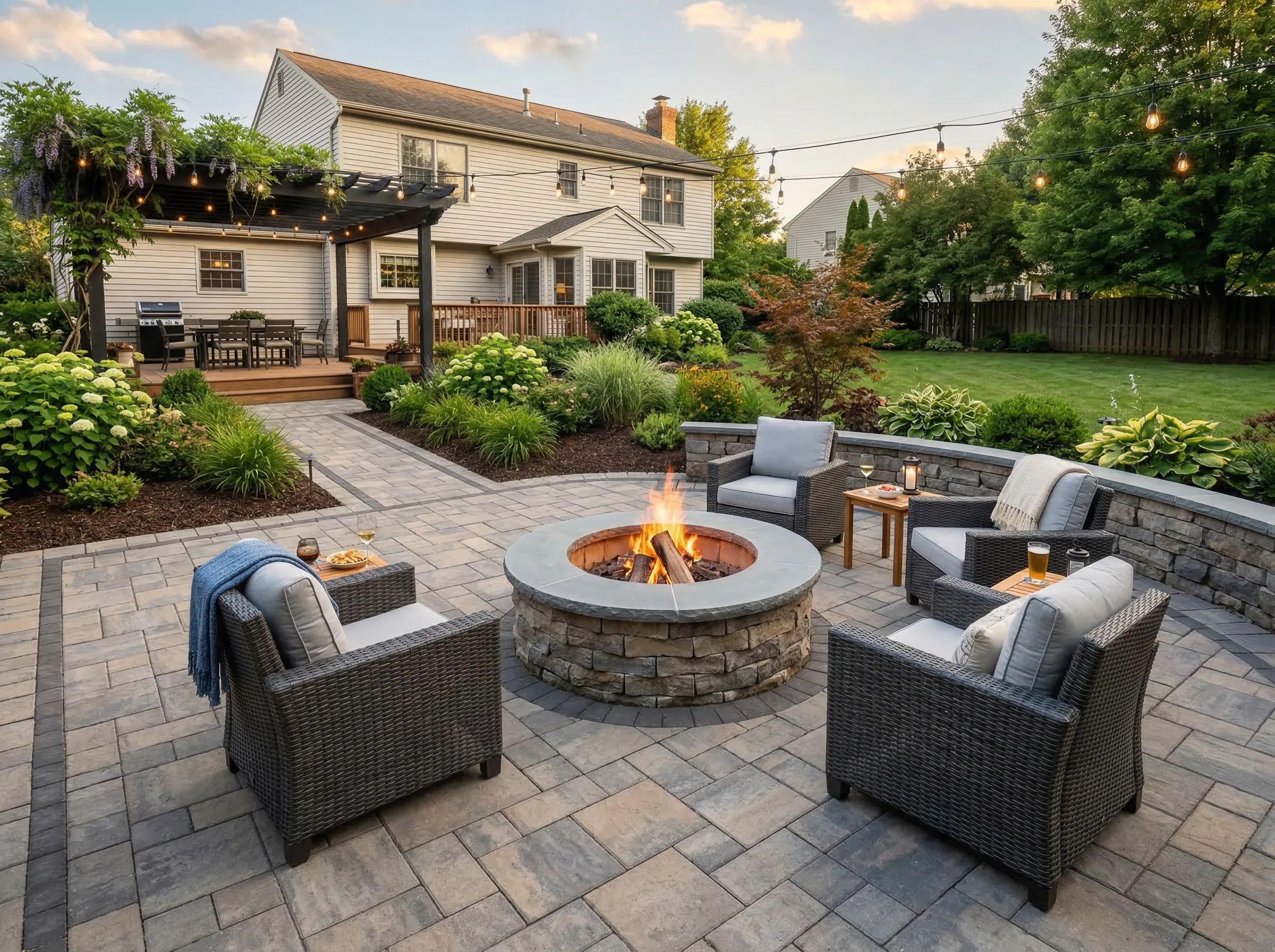 Backyard outdoor fireplace design in Charleston SC