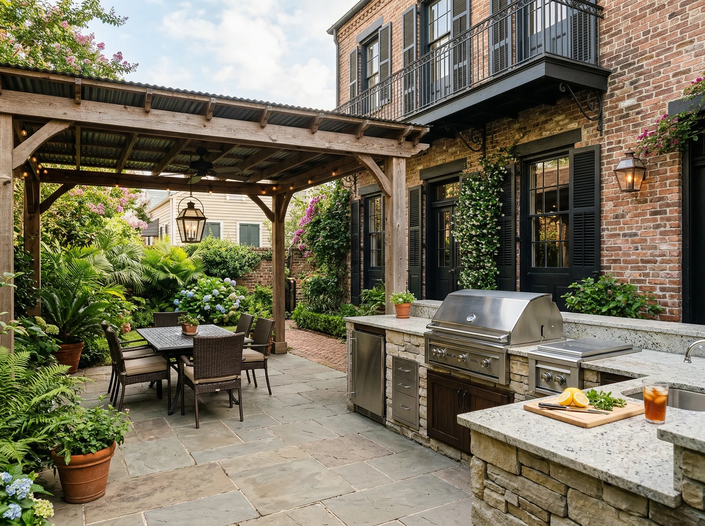 Elegant luxury outdoor kitchen built in South Carolina